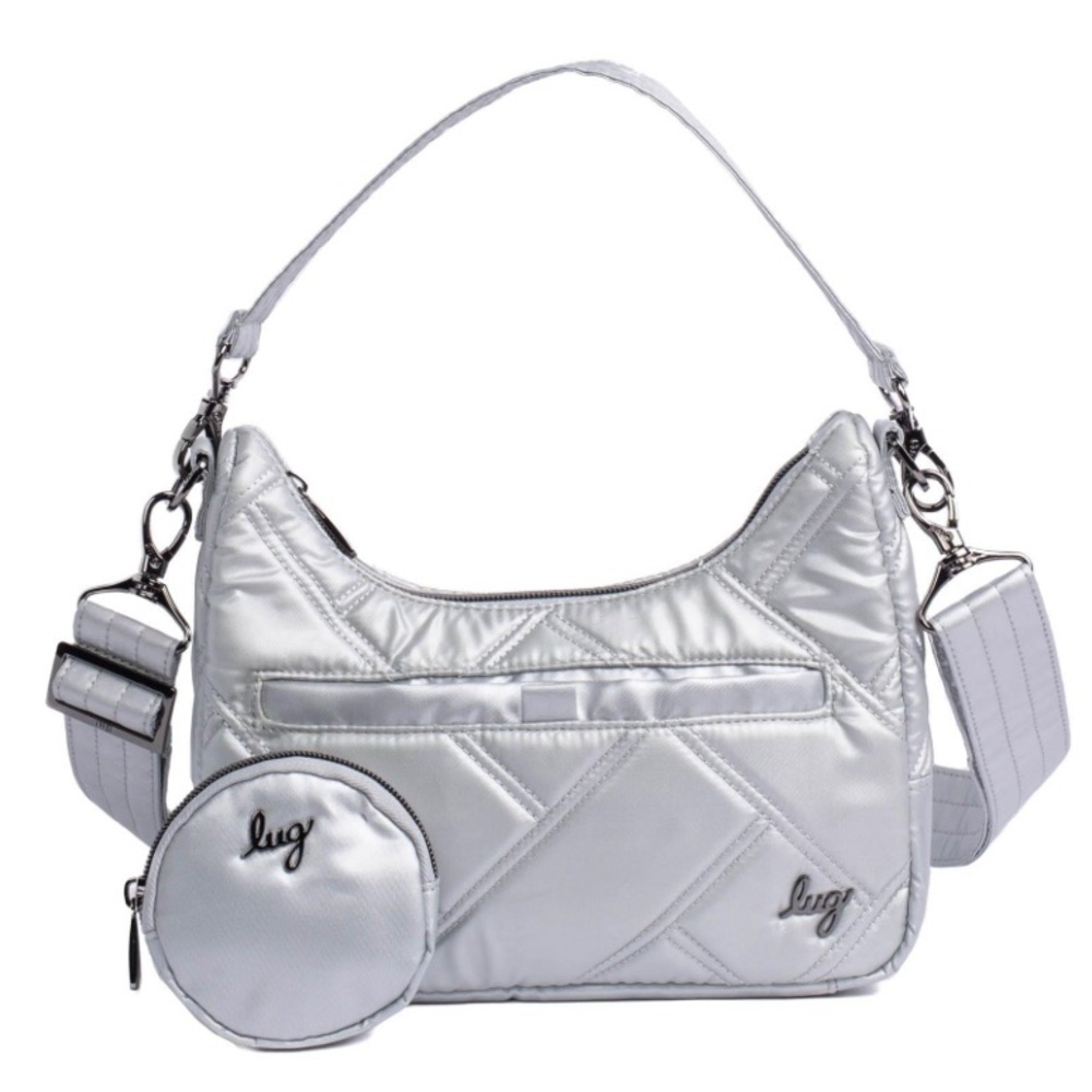 NWT Lug Curtsy Mini Crossbody Shoulder Purse Metallic Silver